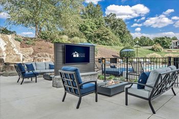 The clubhouse patio with chairs